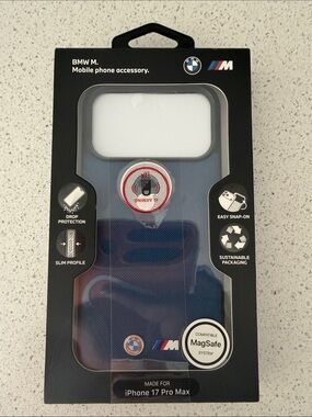 BMW M Navy Blue iPhone 17 Pro Max Case with M Stripe and BMW Roundel
